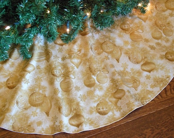 Gold Tree Skirt, Christmas Tree Skirt, Gold Christmas Ornaments, Xmas ...
