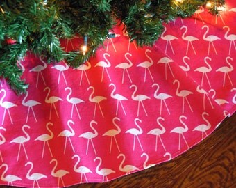 Flamingo Christmas Tree Skirt, Hot Pink Flamingo Christmas, Flamingo Decorations, Holiday Decor, Tropical Christmas, 2 Sizes Available