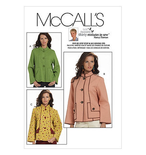 McCalls Jacket Pattern M6040 by Nancy Zieman Misses'