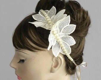 Bridal Pearl Headband & Statement Necklace, Double Usage, Handmade Bridal Accessory, Unique Design