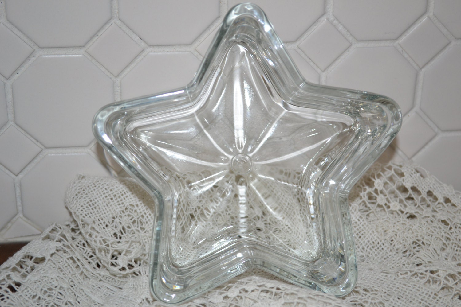 Star Shaped Clear Glass Candy Dish Heavy Cute for by caddywampus