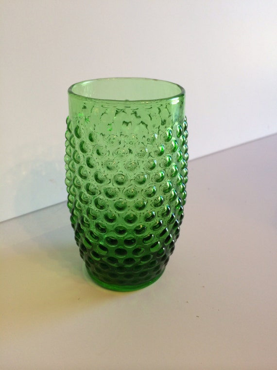 Vintage Green Glass Tumbler Drinking Glass by StartathomeVintage