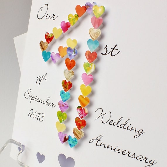 1st Wedding Anniversary Card Handmade Personalised First 4623