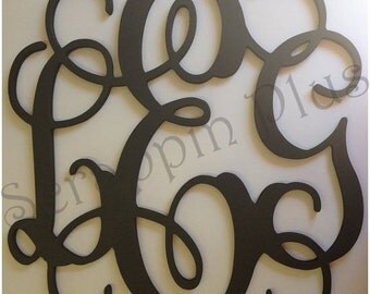 Painted Wooden Monogram Letters - wedding guestbook