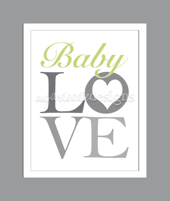 Items similar to Baby Love 8x10 Nursery Art Print, Nursery Decor, Baby