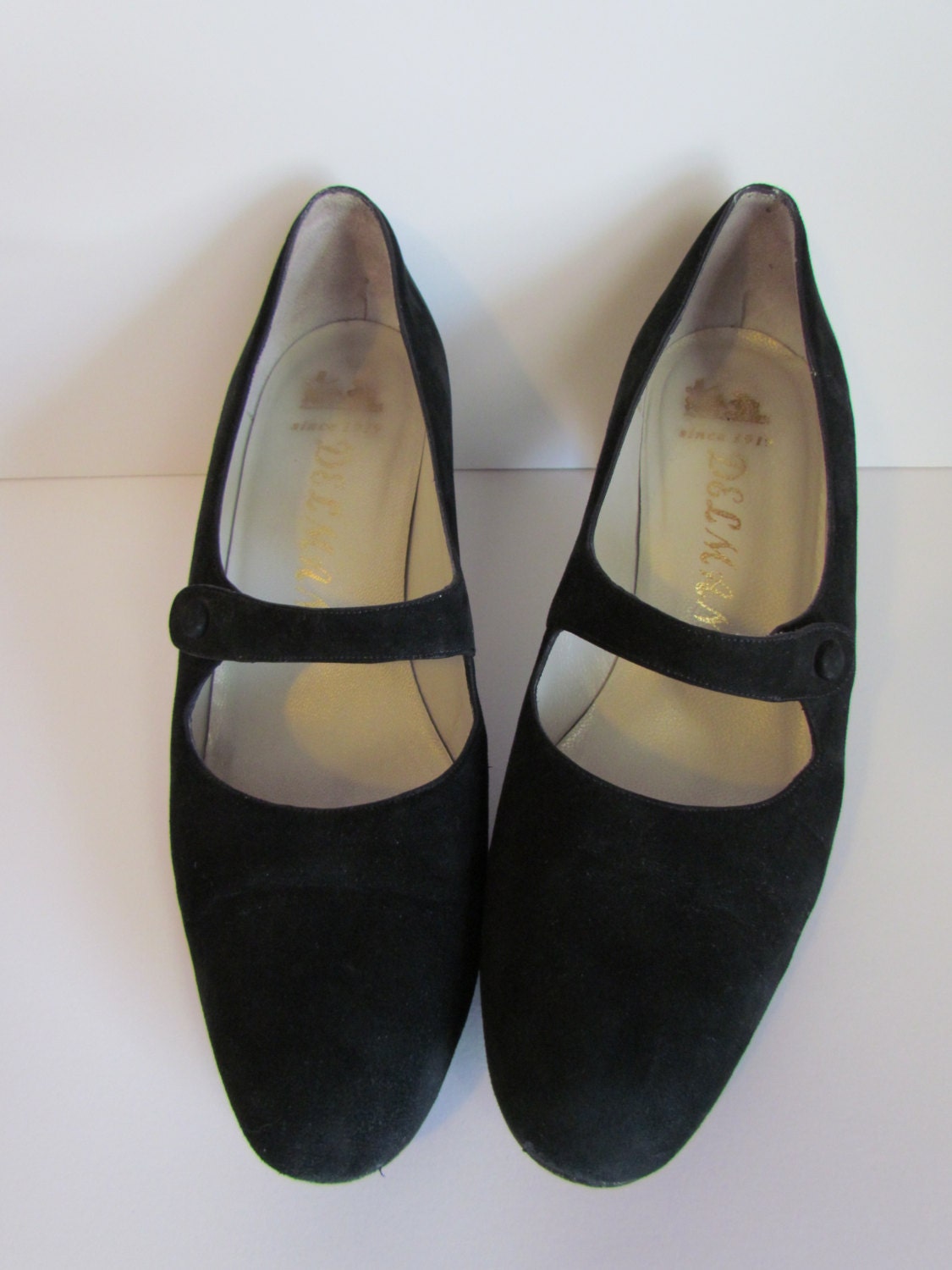 Vintage Shoes 1980s Delman Mary Janes Designer Black