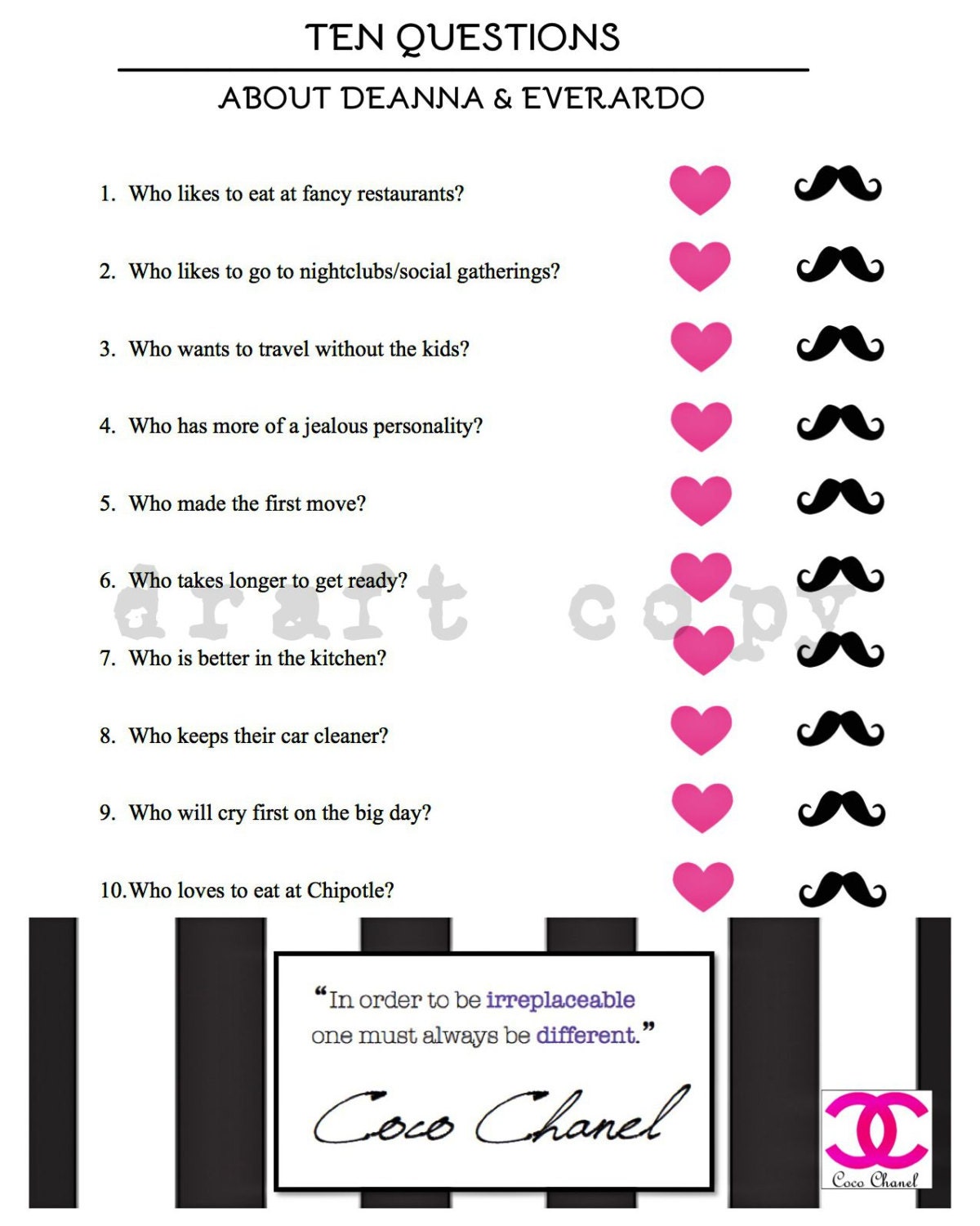 Items similar to 10 Bride & Groom QuestionsWedding Shower
