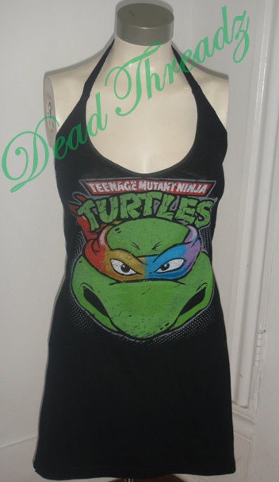 Teenage Mutant Ninja Turtles Classic  Altered re purposed sexy diy halter top shirt dress tunic choose size