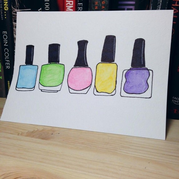 Pastels Original 6x8 Nail Polish Illustration