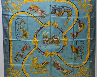 HERMES "Plumes et Grelots" Silk Jacquard Scarf