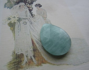 Light Aventurine Faceted Pear Briolette Pendant Stone Drop 1Pc.