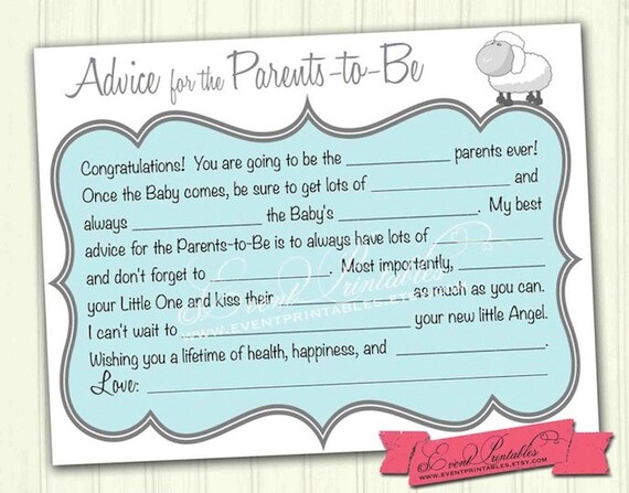 Printable Baby Shower Mad Lib Advice Cards Blue by ...