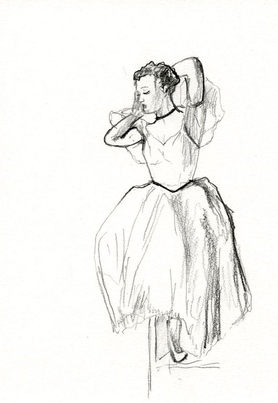 Artículos similares a Bailarina 14 - Original lápiz dibujo clásico