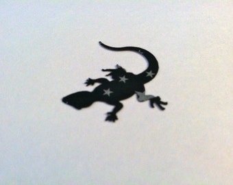 50 BLACK with STARS GECKO Hand Punched Die Cuts Confetti, Birthday party Invitations,scrapbooking, cards