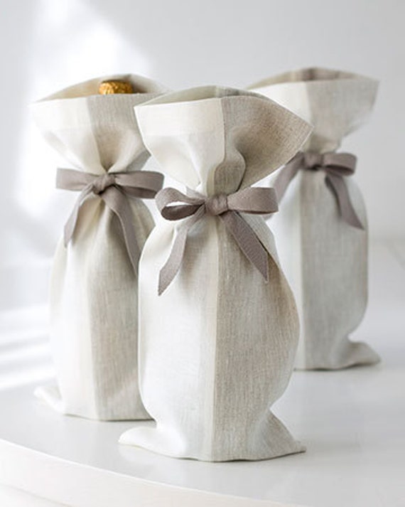 Linen Gift Bag Set of 3 by STUDIOPATRO on Etsy
