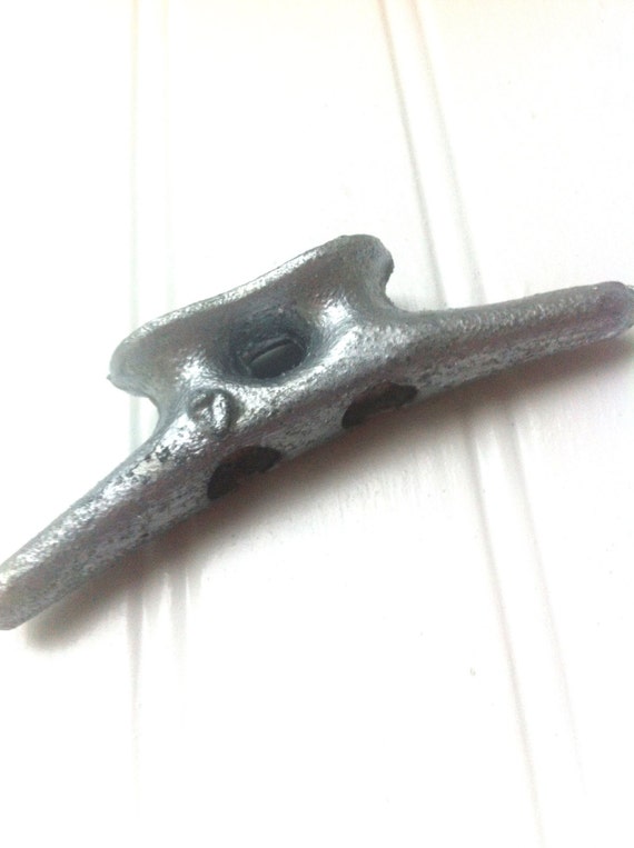 Silver 4 distressed boat cleat wall hook drawer pull