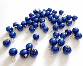 Dark Blue Glass Pearl Dangle Beads