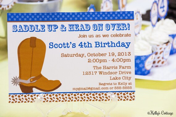 Cowboy Birthday Party Invitation.... Custom, Printable, Digital Il_570xn