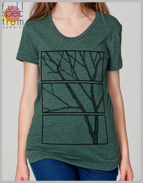 Women's Unique T Shirt Tree Print Nature Design American