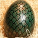 Dragon egg in green and bronze made from real emu egg pysanky