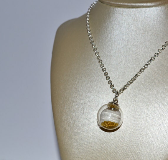 Glass Ball Necklace Clear Glass Orb Bottle Necklace Round