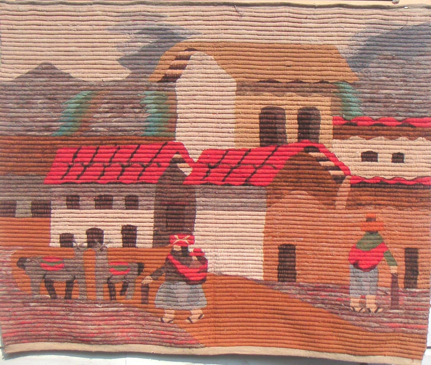 Vintage Peruvian Wall Hanging/Tapestry Andes Village by QVintage