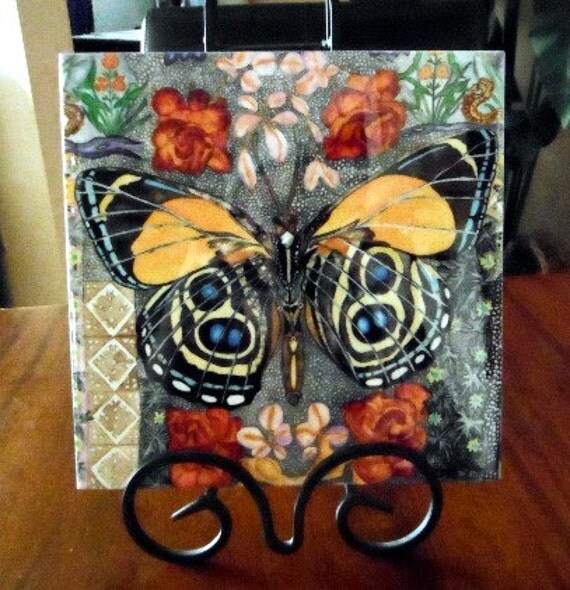 Butterfly Ceramic Tile 4.25x4.25 Butterfly by VisionsoftheTropics