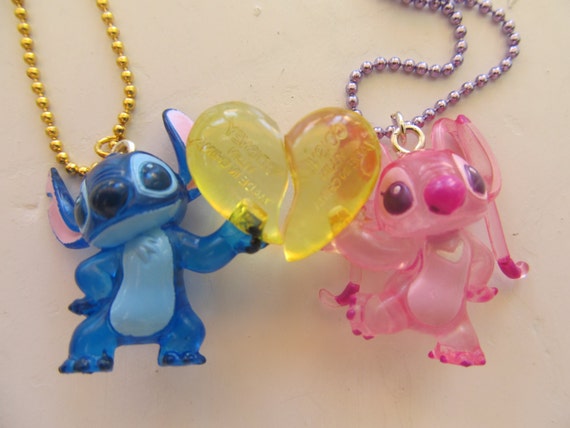 Items Similar To Heart Necklaces Stitch And Angel Necklaces His And Hers Disney Necklace