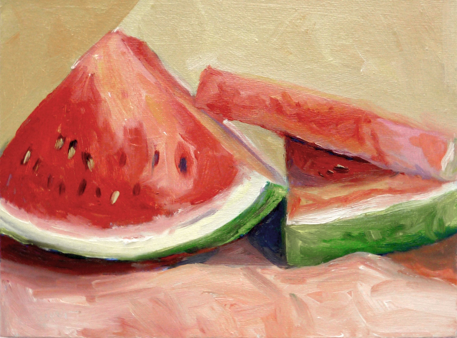 Watermelon Original Still Life Oil Painting By RenderedImpressions   Il Fullxfull.626482956 63jn 