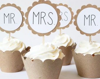 Cupcake Kraft Party mrs Toppers Wedding cupcakes vintage  and Paper Cupcakes   Mrs Mr Supplies