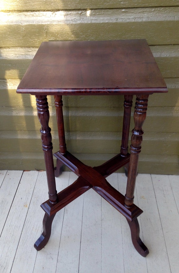 Vintage antique plant stand small table wooden lamp stand
