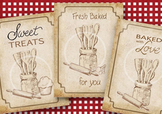 Items similar to Kitchen Bakery Tags, Baked Goods Tags. Digital ...