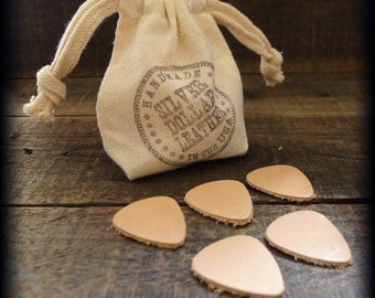FIVE Leather Guitar Picks