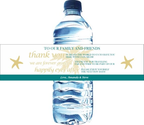 100 Wedding Water Bottle Labels - Wedding Water Labels - Custom Water Bottle Labels - Waterproof Water Bottle Labels - Beach Theme Il_570xn