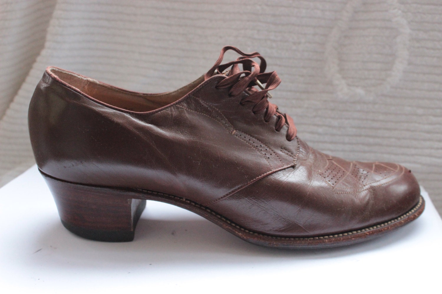 30s Womens Oxford Shoes 1930s Brown Leather Bow by DIAvintage