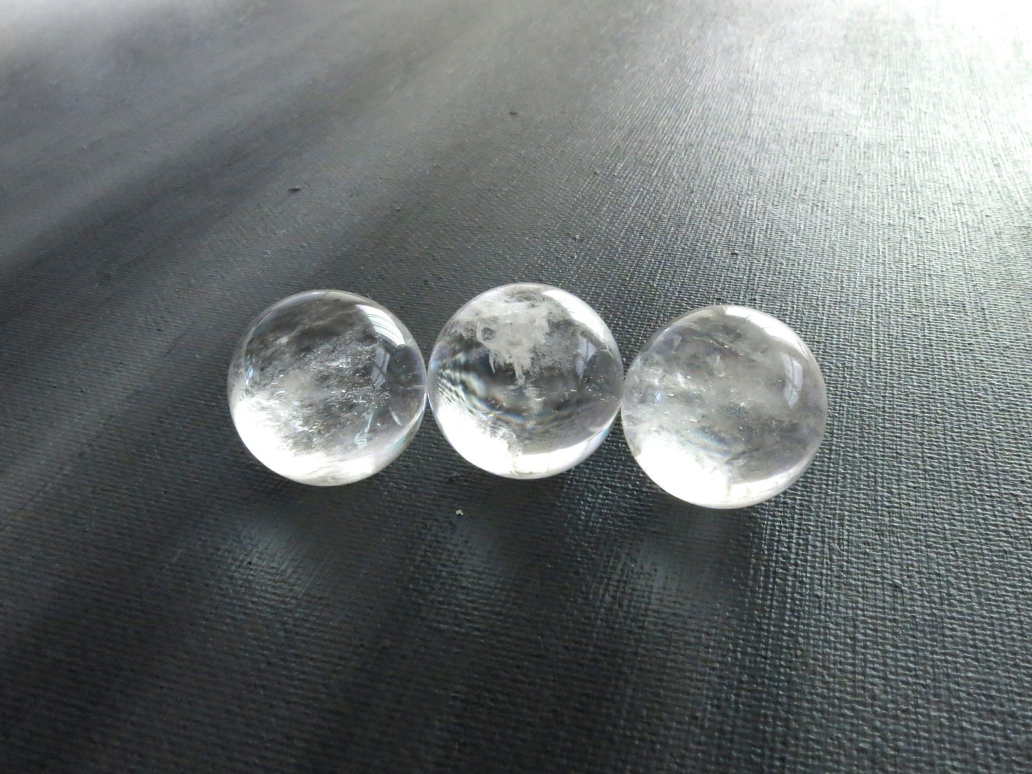 Quartz Crystal Ball Set of 3 Natural Stone Spheres 21mm
