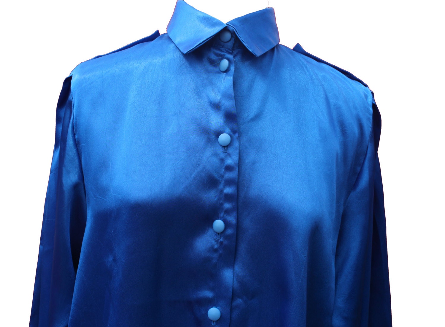 blue satin shirt women