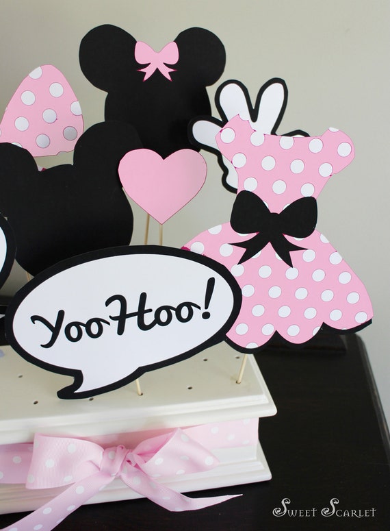 MINNIE Mouse Photo Booth Props in Pale Pink Print your own