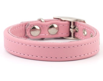 Soft Baby Pink Leather Dog Collar