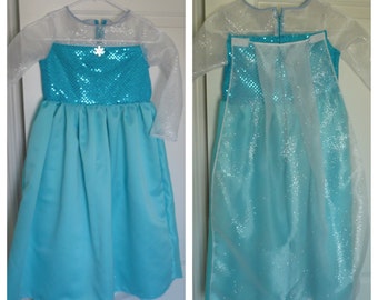 Elsa Frozen Dress for Girls with Detachable Cape Size 3-8