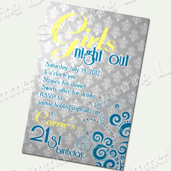 Items similar to Girls Night Out Birthday Printable Bachelorette Party ...