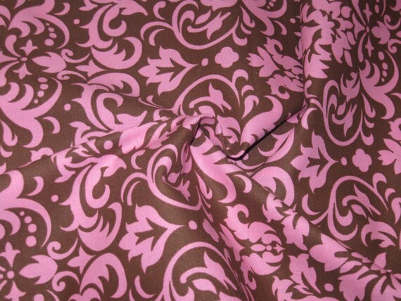 Cocoa Pink Damask Fabric By The Yard by GeorgiaFabrics on Etsy
