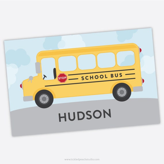 Personalized Placemat for Kids - School Bus Placemat - laminated, double-sided Il_570xn