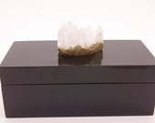 Black Lacquer box with a gorgeous quartz crystal cluster