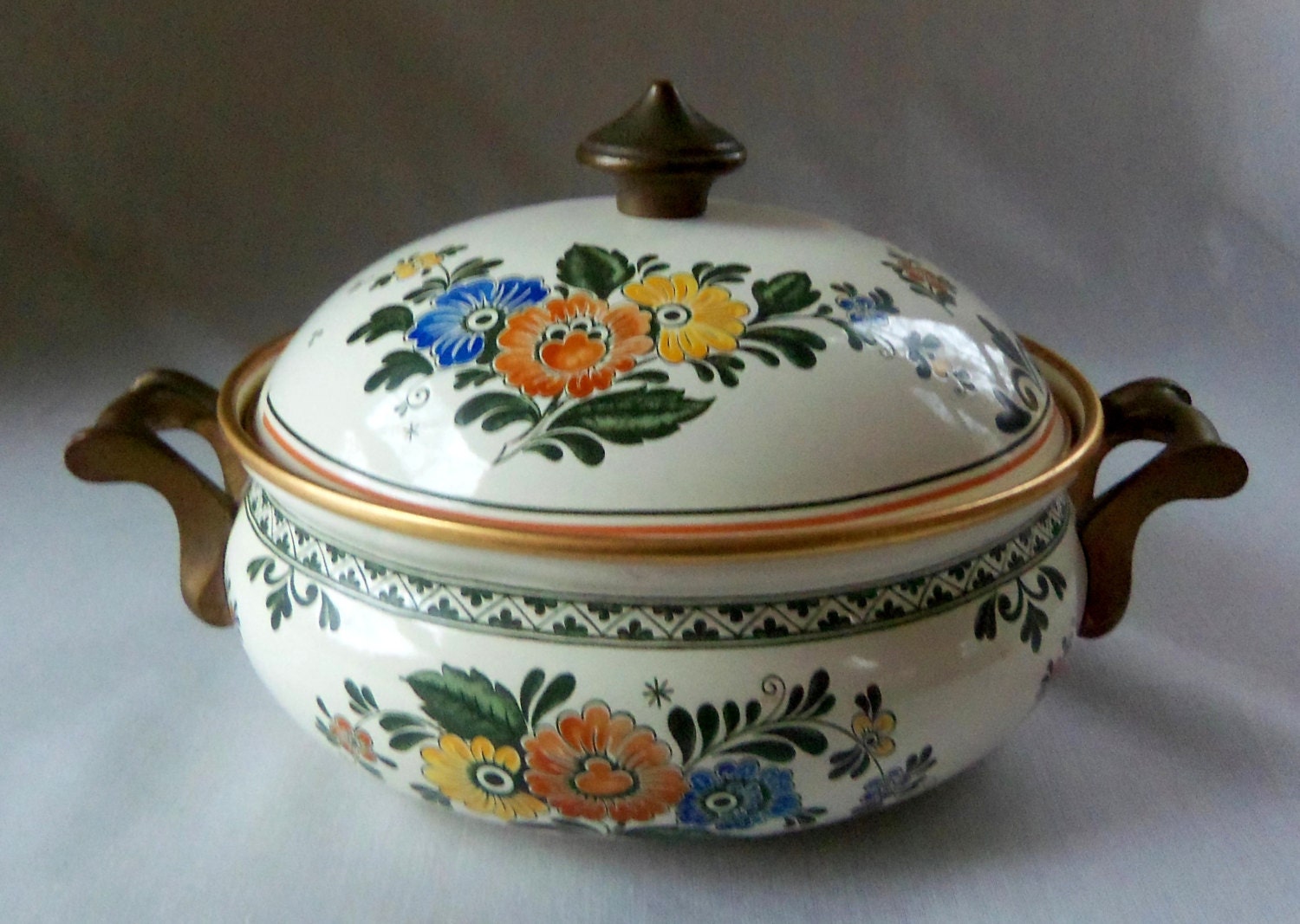 Large Vintage Enamel Dutch Oven Asta Alt Amsterdam Casserole
