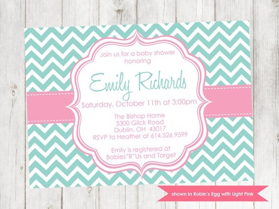 Baby Shower Invitation - Printable Shower Themed Chevron Invite - Colors and Text Customizable Il_570xn