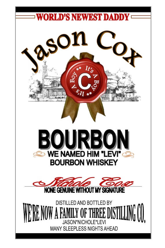 Items similar to TOTALLY CUSTOM Jim Beam Lookalike label for new dad on Etsy