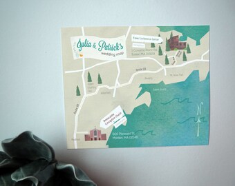Custom Illustrated Wedding Map: Printable