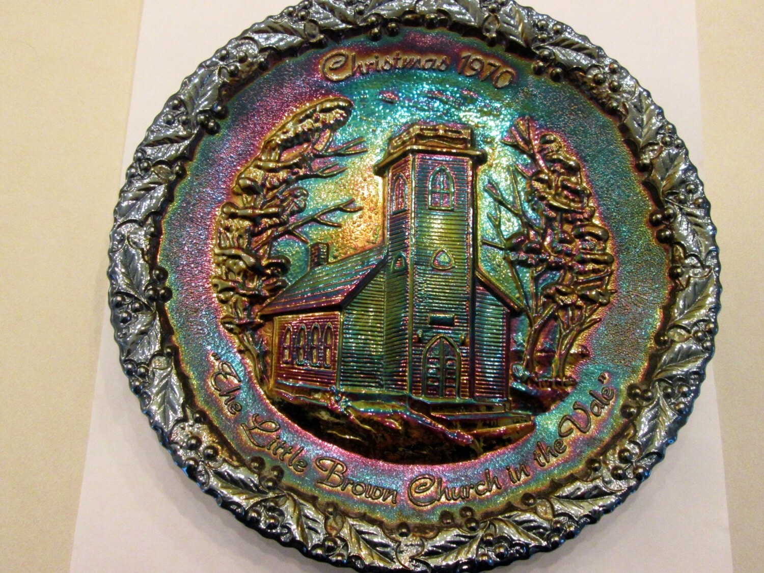 Vintage Fenton Glass Collectible Plate by violetsvintagevault