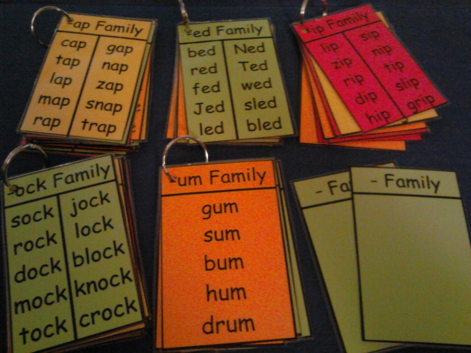 Word Family Flash Cards Word Family Flash Cards Laminated